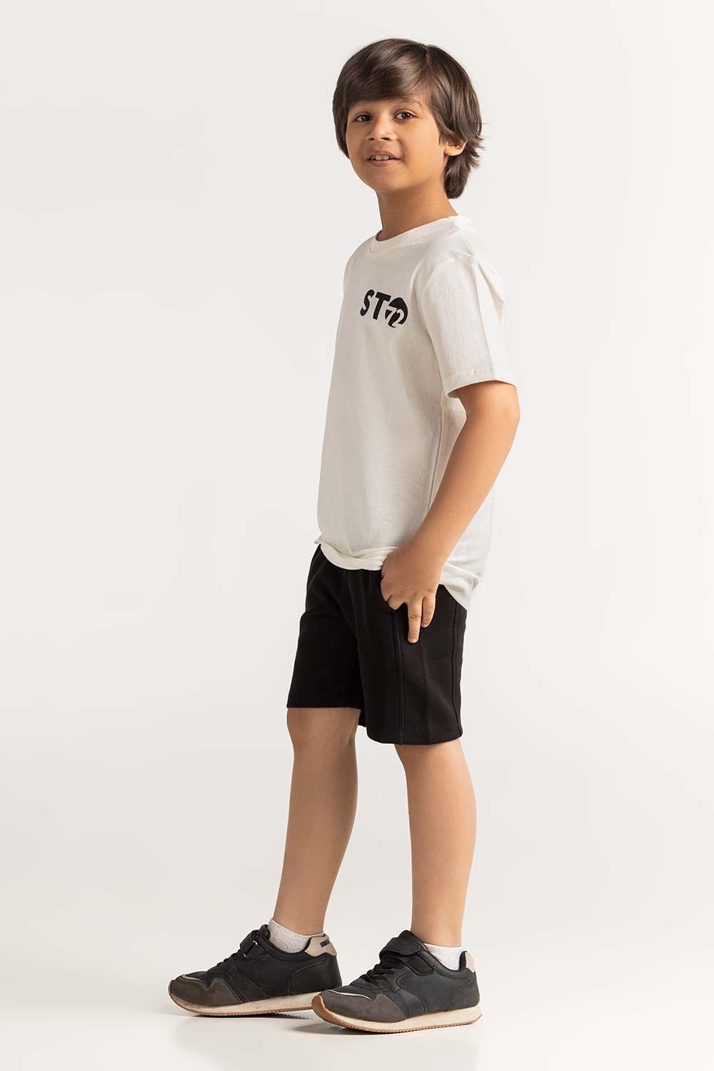 White Junior Boy Knit Printed Tee JB-TS-SS24-038