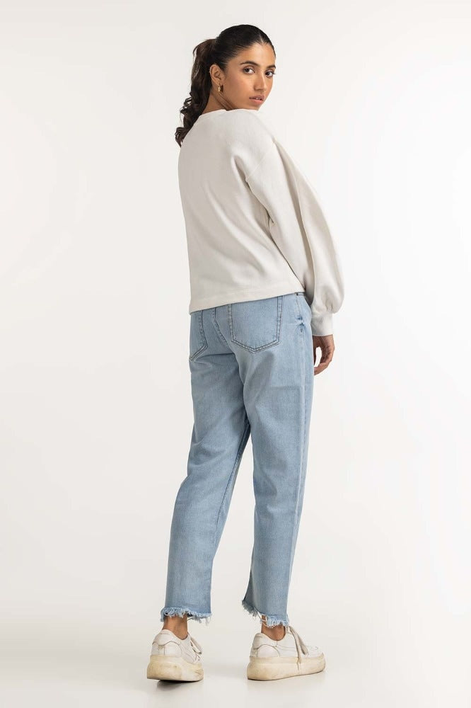 White Knitted Top Sweatshirt WM-SWS-WS23-009