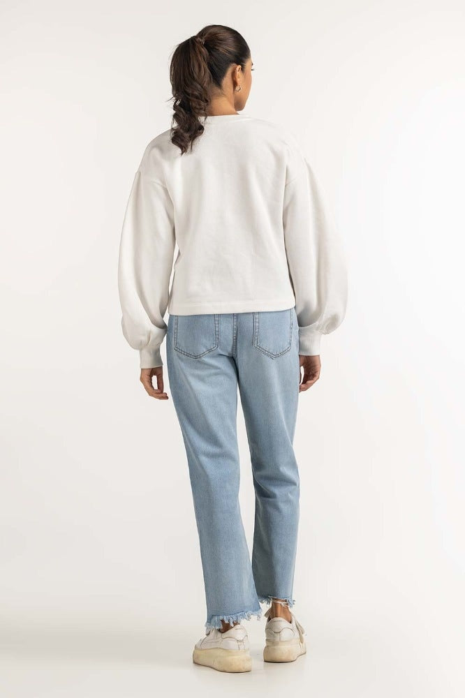 White Knitted Top Sweatshirt WM-SWS-WS23-009