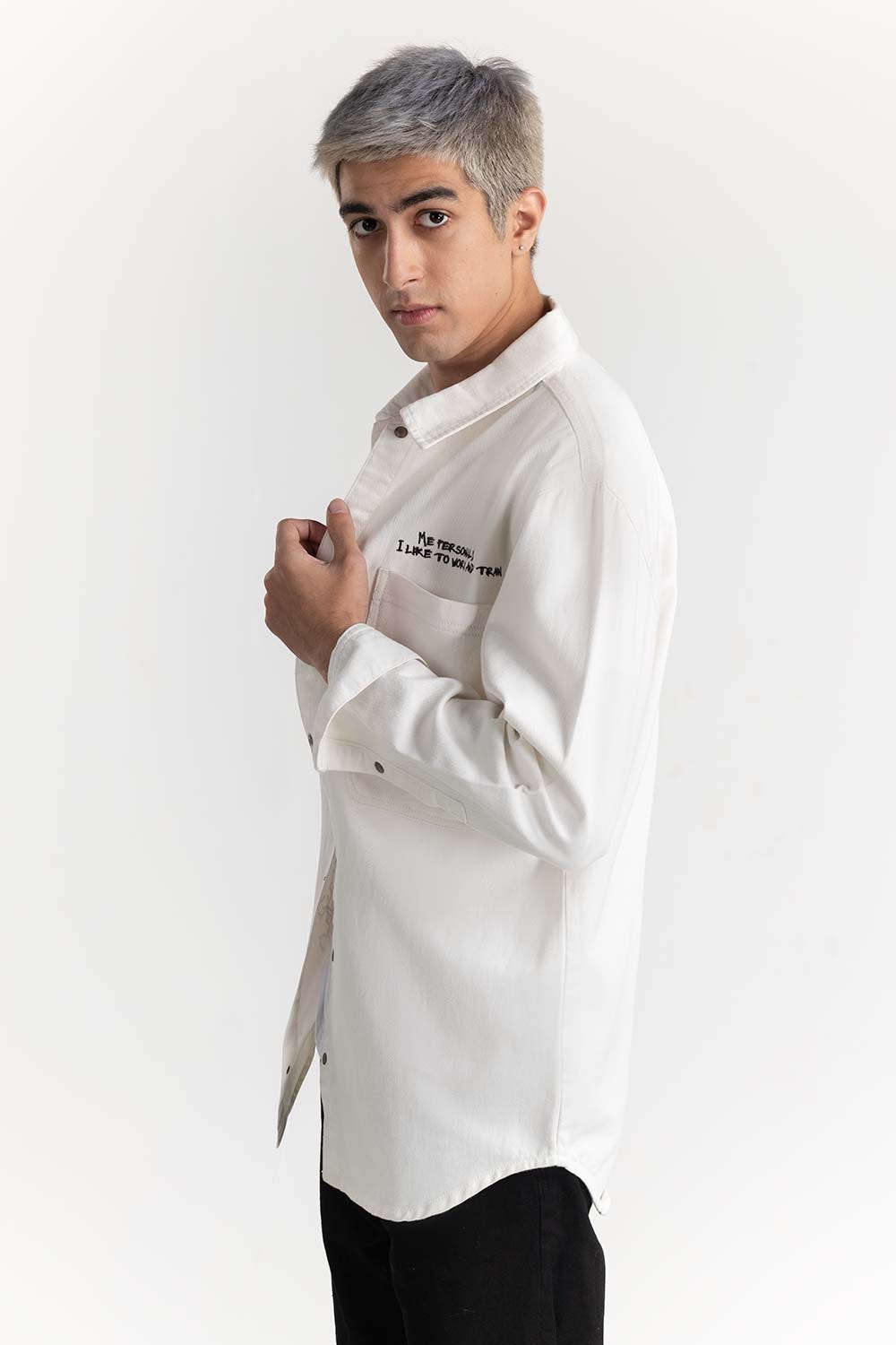 White Non-Denim Overshirt 224-117-015