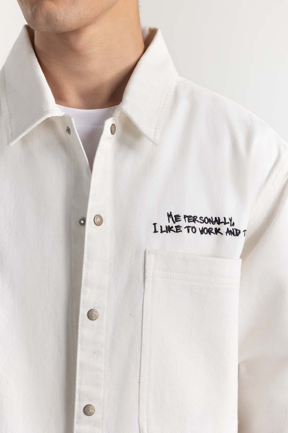 White Non-Denim Overshirt 224-117-015