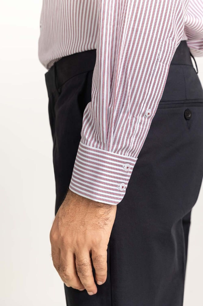 White Red Stripe Formal Shirt MN-FS-YD24-045