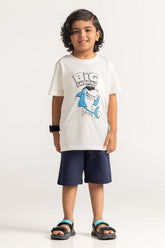 White Toddler Boy Knit Printed Tee TB-TS-SS24-033