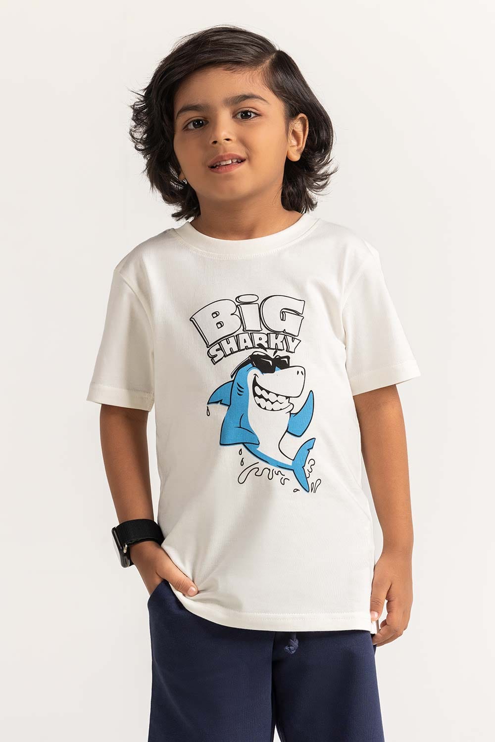 White Toddler Boy Knit Printed Tee TB-TS-SS24-033