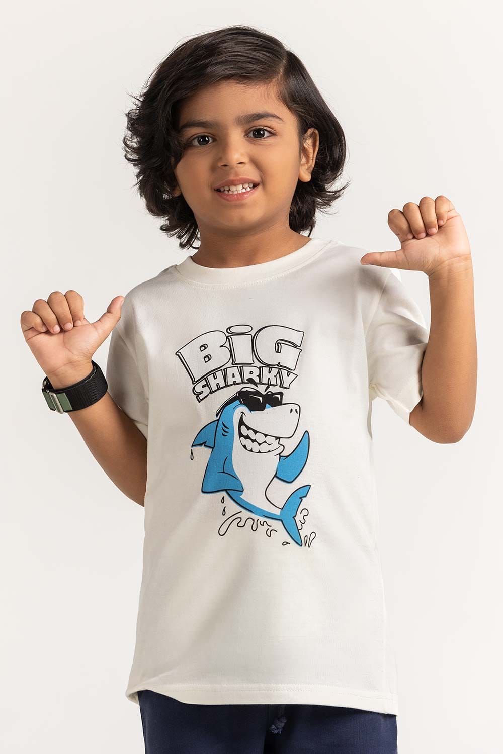 White Toddler Boy Knit Printed Tee TB-TS-SS24-033