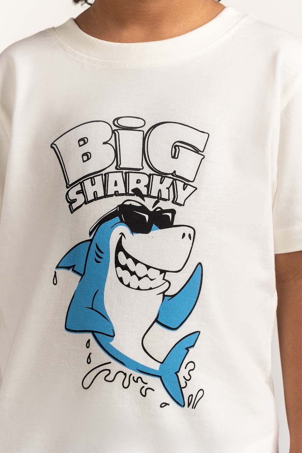 White Toddler Boy Knit Printed Tee TB-TS-SS24-033