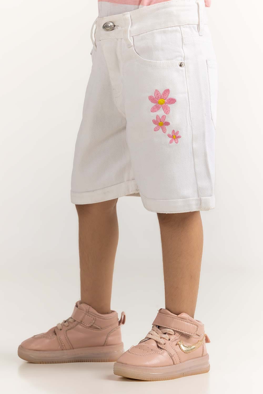 White Toddler Girl Non Denim Short TG-SHT-SS24-006