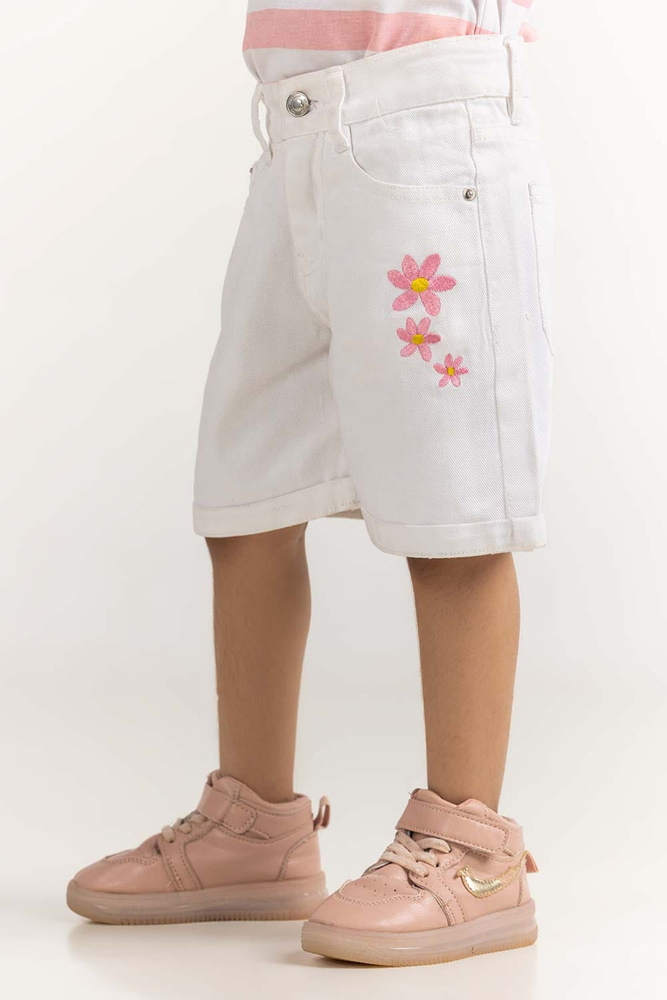 White Toddler Girl Non Denim Short TG-SHT-SS24-006