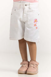 White Toddler Girl Non Denim Short TG-SHT-SS24-006