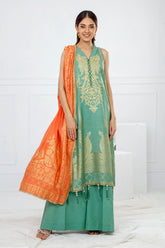 3 Piece Unstitched Embroidered Yarn Dyed Jacquard Suit with Yarn Dyed Jacquard Dupatta FE-52127