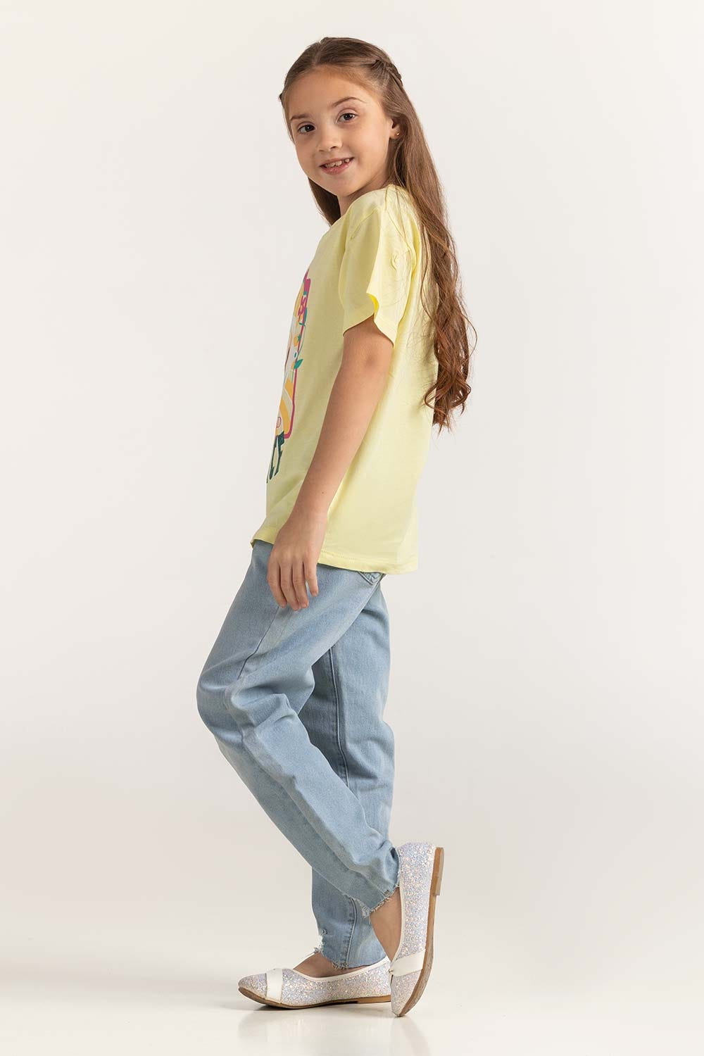 Yellow Junior Girl Knit Printed Tee JG-TS-SS24-028