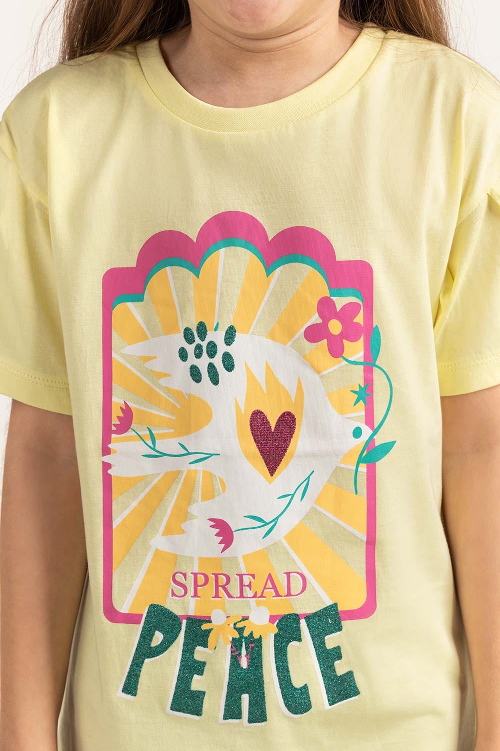 Yellow Junior Girl Knit Printed Tee JG-TS-SS24-028