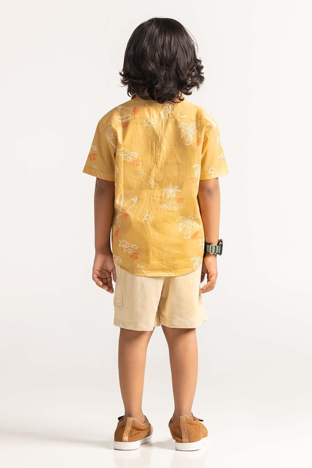 Yellow Toddler Boy Printed Casual Shirt TB-CS-SS23-009