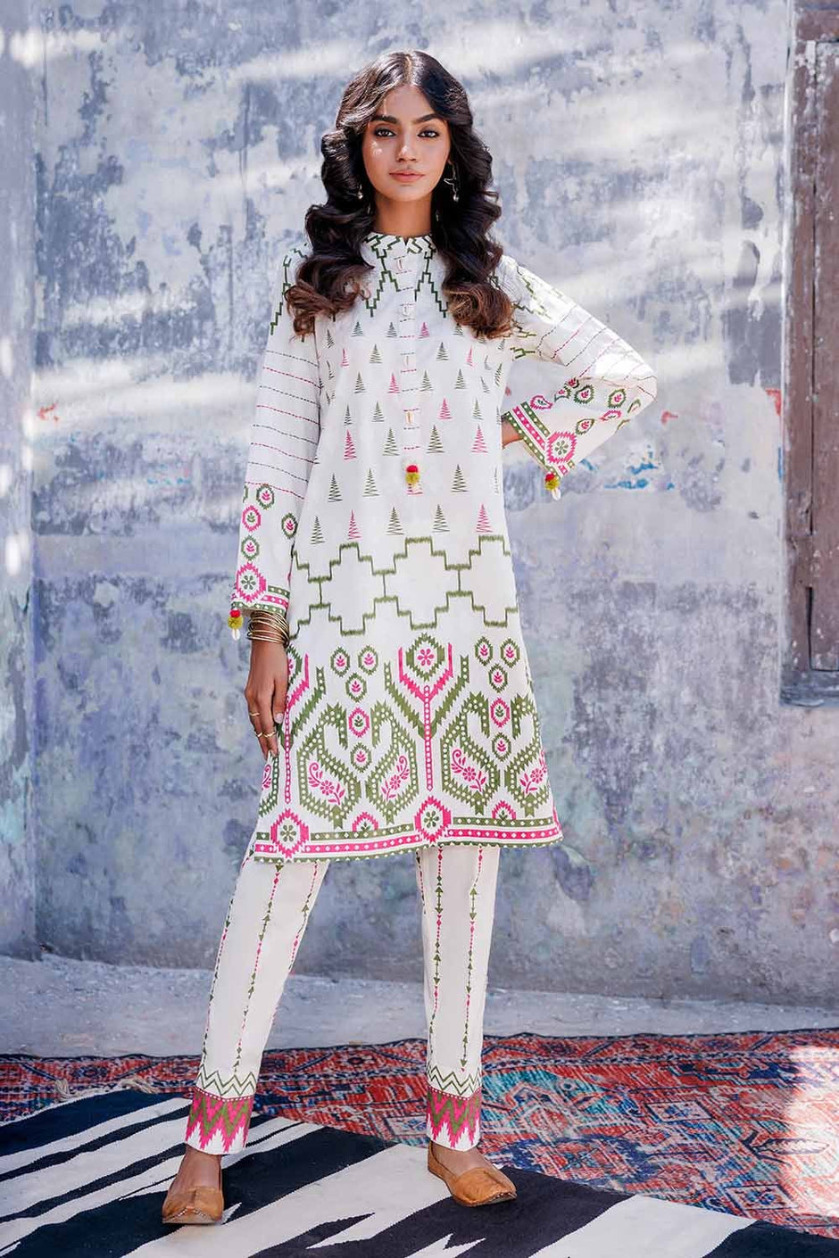 2 Piece Unstitched Jacquard Printed Suit with Lawn Trouser