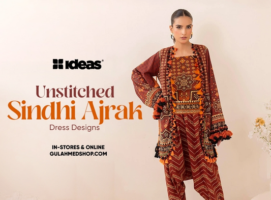 Unstitched Sindhi Ajrak Dress Designs by Gul Ahmed