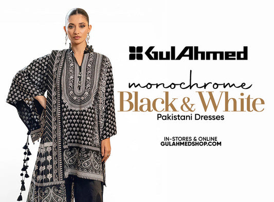 monochrome dresses gul ahmed