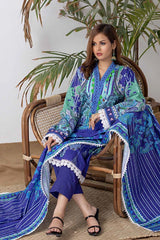 Blue WNS-32170 A Unstitched Fabric Printed Suit