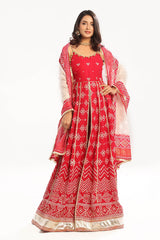 3 Piece Unstitched Zari Embroidered Lawn Suit with Gold Lacquer Printed Lawn Dupatta  CL-52442