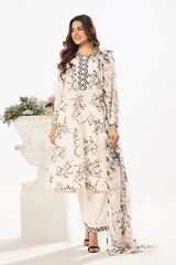 3 Piece Unstitched Printed Soya Silk Suit with Printed Chiffon Dupatta SY-52001