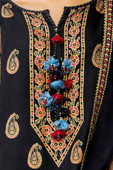 3 Piece Unstitched Gold and Lacquer Printed Suit with Gold and Lacquer Printed Acrylic Dupatta AP-42040