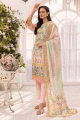 3 Piece Unstitched Printed Lawn Suit Schiffli Lace with Printed Lawn Dupatta CL-52097