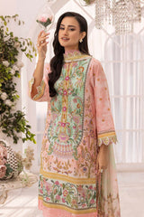 3 Piece Unstitched Printed Lawn Suit Schiffli Lace with Printed Lawn Dupatta CL-52097