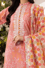 3 Piece Unstitched Embroidered Printed Lawn Suit  CL-52001