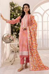 3 Piece Unstitched Embroidered Printed Lawn Suit  CL-52001