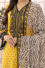 3 Piece Unstitched Embroidered Printed Lawn Suit with Printed Lawn Dupatta CL-52316