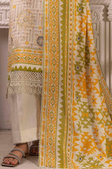 3 Piece Unstitched Embroidered Silver Printed Lawn Suit with Silver Printed Lawn Dupatta CL-52343