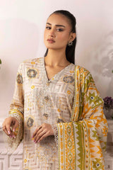 3 Piece Unstitched Embroidered Silver Printed Lawn Suit with Silver Printed Lawn Dupatta CL-52343