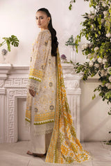 3 Piece Unstitched Embroidered Silver Printed Lawn Suit with Silver Printed Lawn Dupatta CL-52343