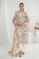 3 Piece Unstitched Printed Pure Bamboo Silk Suit with Printed Chiffon Dupatta BS-52002