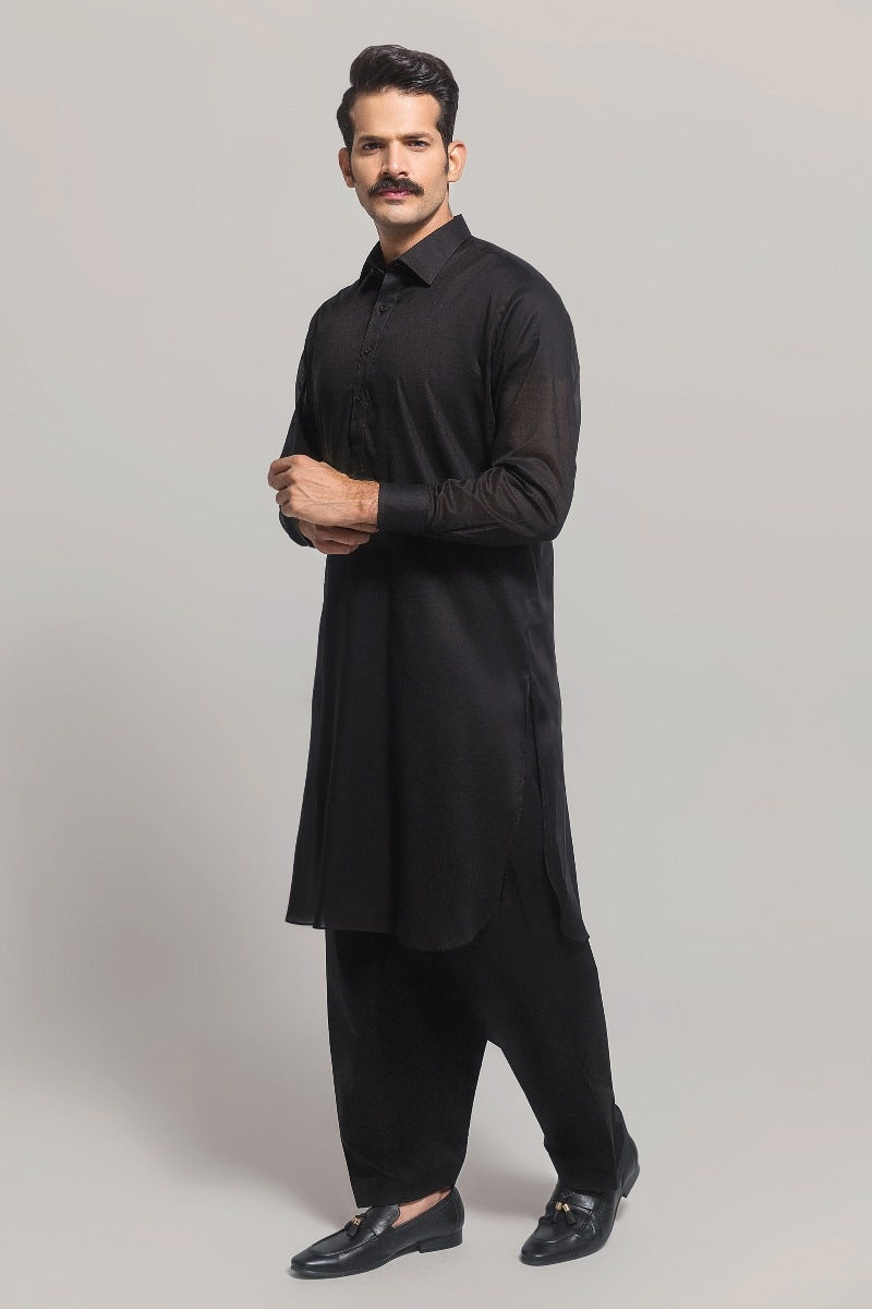 Black GUL RUBIA LAWN Unstitched Fabric