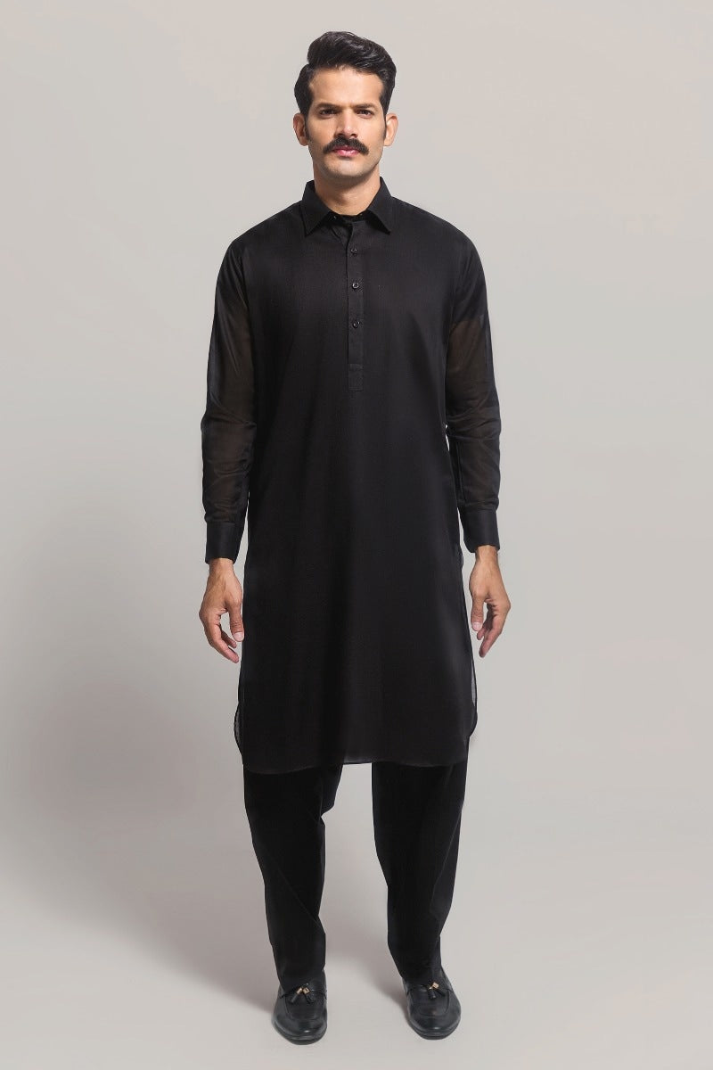 Black GUL RUBIA LAWN Unstitched Fabric