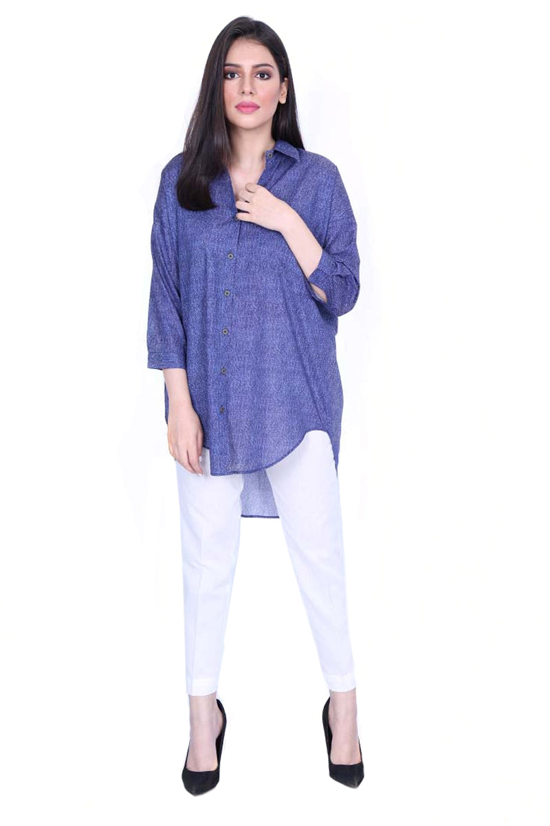 Indigo 1 Piece Printed Cambric Shirt GLS-18-63