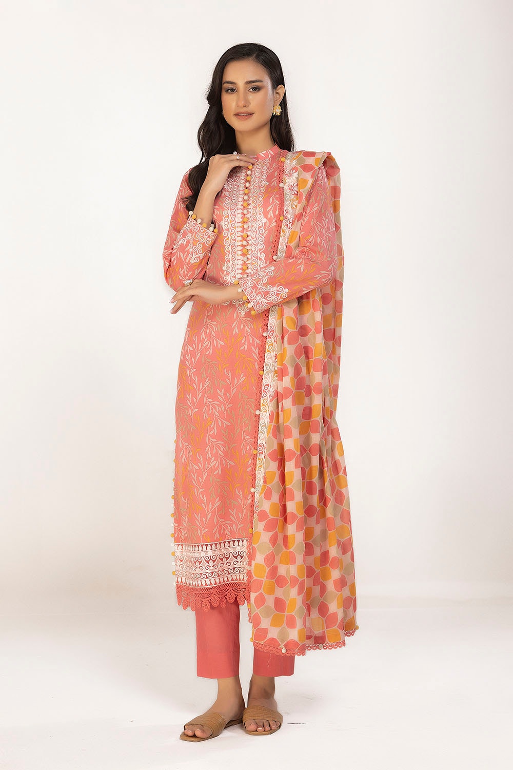 3 Piece Unstitched Embroidered Printed Lawn Suit  CL-52001