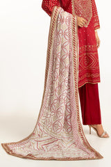 3PC Lawn Gold And Lacquer Printed Suit With Embroidered IUSTKSD-720