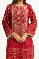3PC Lawn Gold And Lacquer Printed Suit With Embroidered IUSTKSD-720