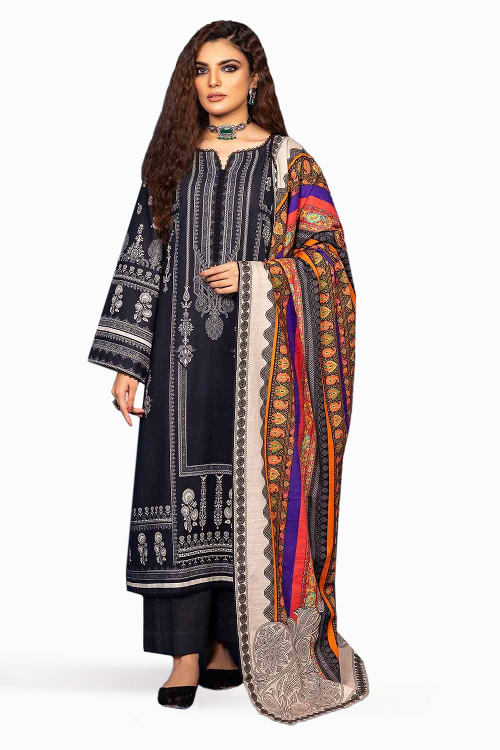 3 Piece Khaddar Printed Unstitched Suit