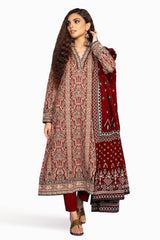 3 Piece Khaddar Printed Unstitched Suit K-32035 B