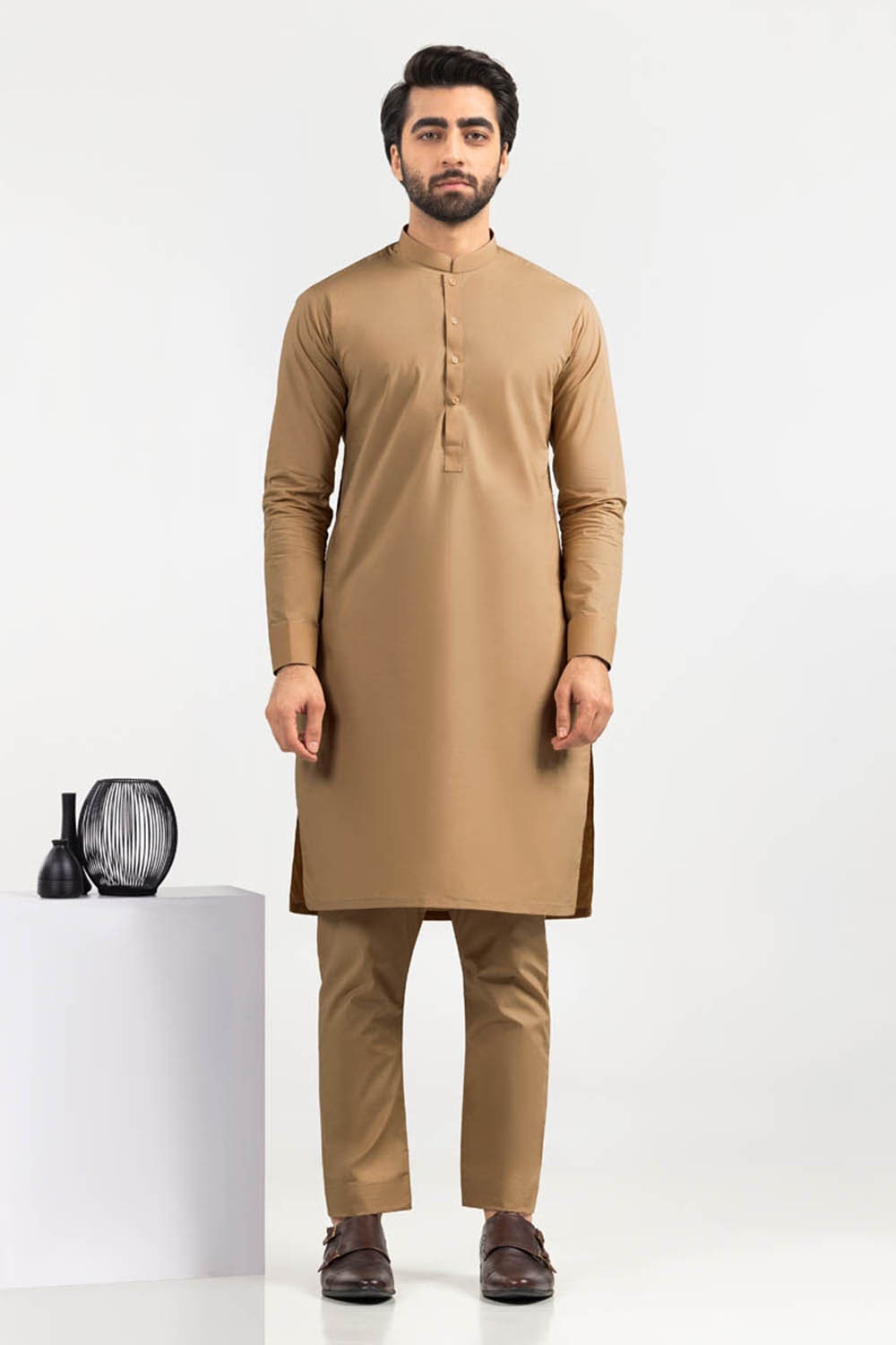 Red Gold Latha Unstitched Fabric Cotton-LF