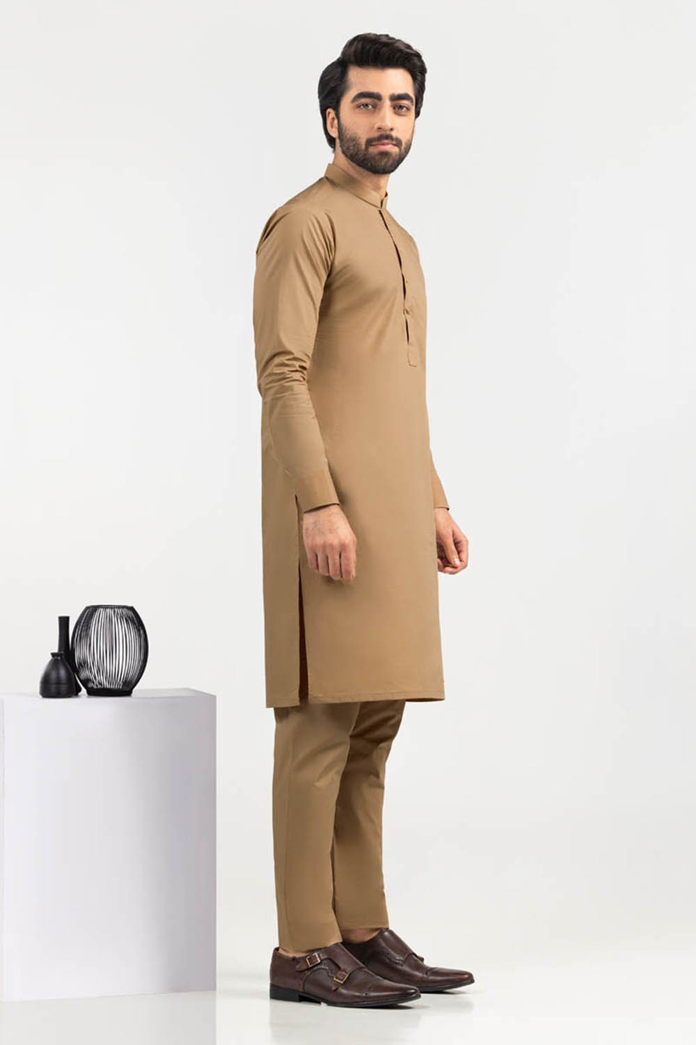 Red Gold Latha Unstitched Fabric Cotton-LF