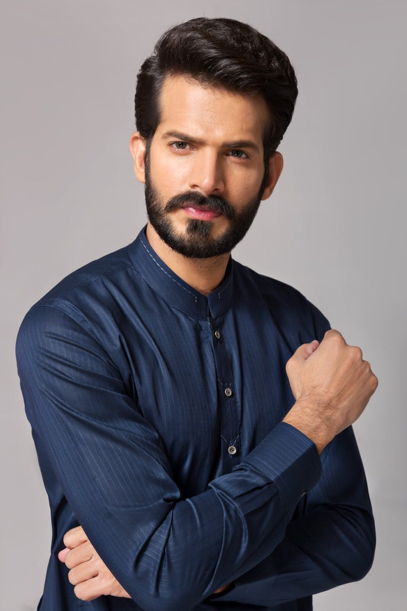 Navy Blue GUL NAYAB MIX & MATCH Unstitched Fabric