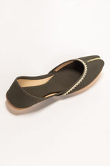 Women Dark Green Plain Khussa IDFT-SS22-31