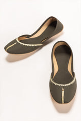 Women Dark Green Plain Khussa IDFT-SS22-31
