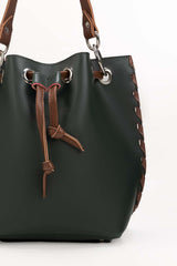 Dark Green-Brown Bucket Bag IDB-AW22-131