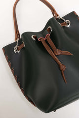 Dark Green-Brown Bucket Bag IDB-AW22-131