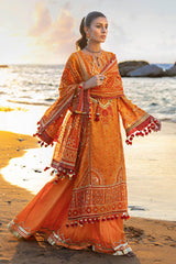 3 Piece Unstitched Embroidered Lawn Suit with Gold Lacquer Embroidered Printed Chiffon Dupatta BM-52020