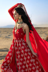 3 Piece Unstitched Zari Embroidered Lawn Suit with Gold Lacquer Printed Lawn Dupatta  CL-52442